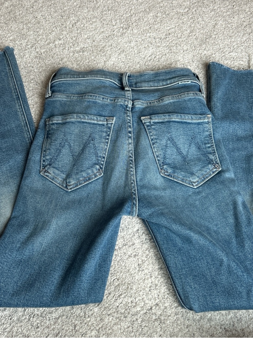 MOTHER Straight Leg Jeans in Medium Blue Wash